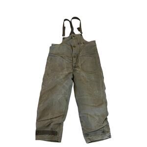 Vintage US Navy Deck Pants Mens Large Green Wool Lined Bib Trousers 40s USN Pant